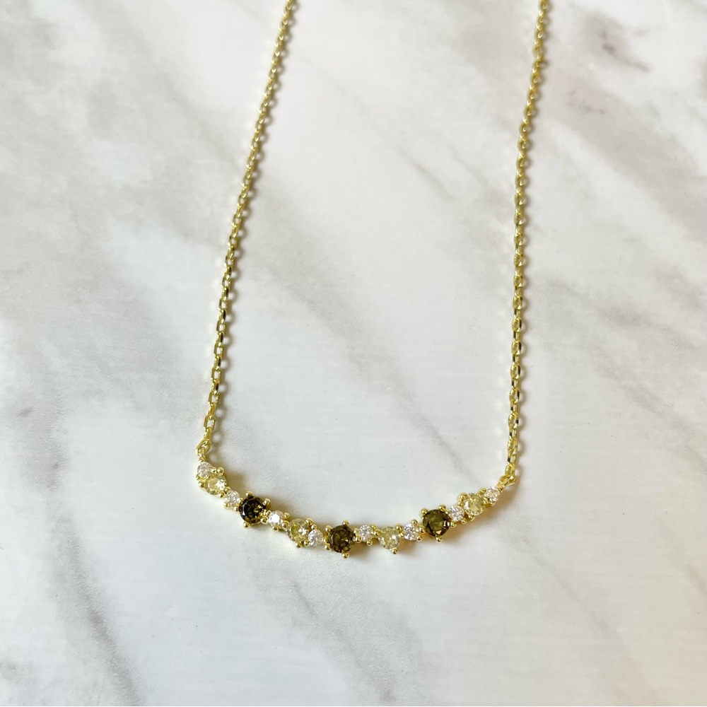 New 18K Gold Vermeil Sterling Silver 925 crystal necklace